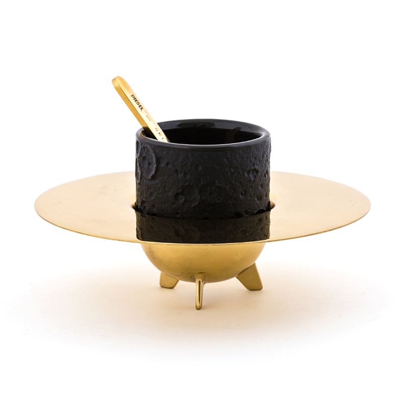 Coffe set with brass/stoneware cosmic diner