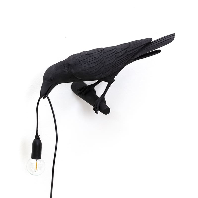 Bird wandlamp looking left outdoor - Black