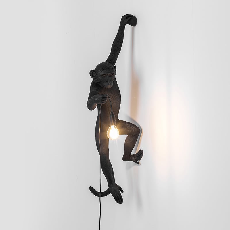 Monkey wandlamp hanging left hand outdoor - Black