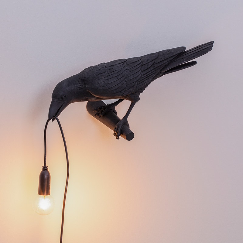 Bird wandlamp looking left outdoor - Black