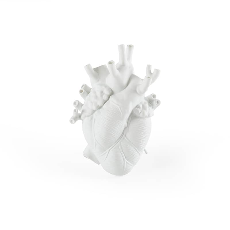 Love in bloom porcelain heart vase - White