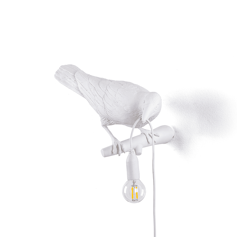Bird wandlamp looking right outdoor - White