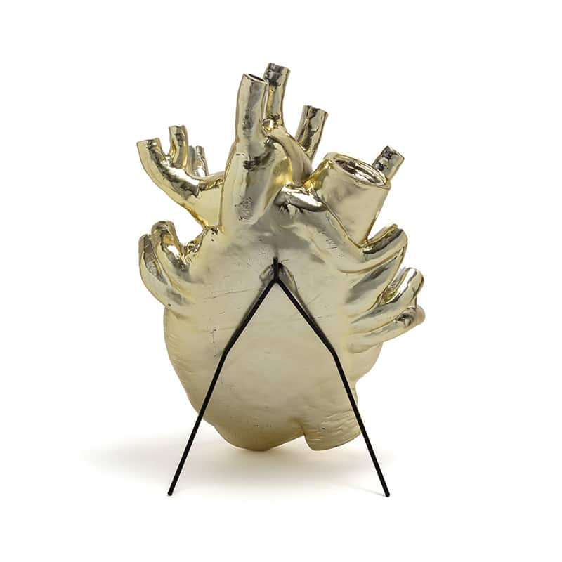 Love in bloom giant resin heart vase - Gold